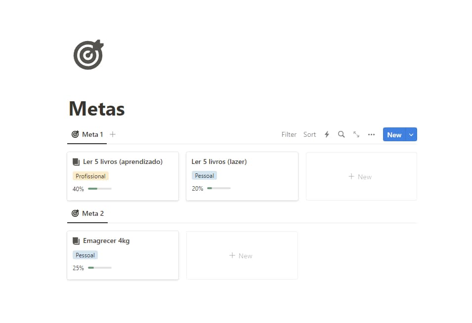 Template Notion de Metas