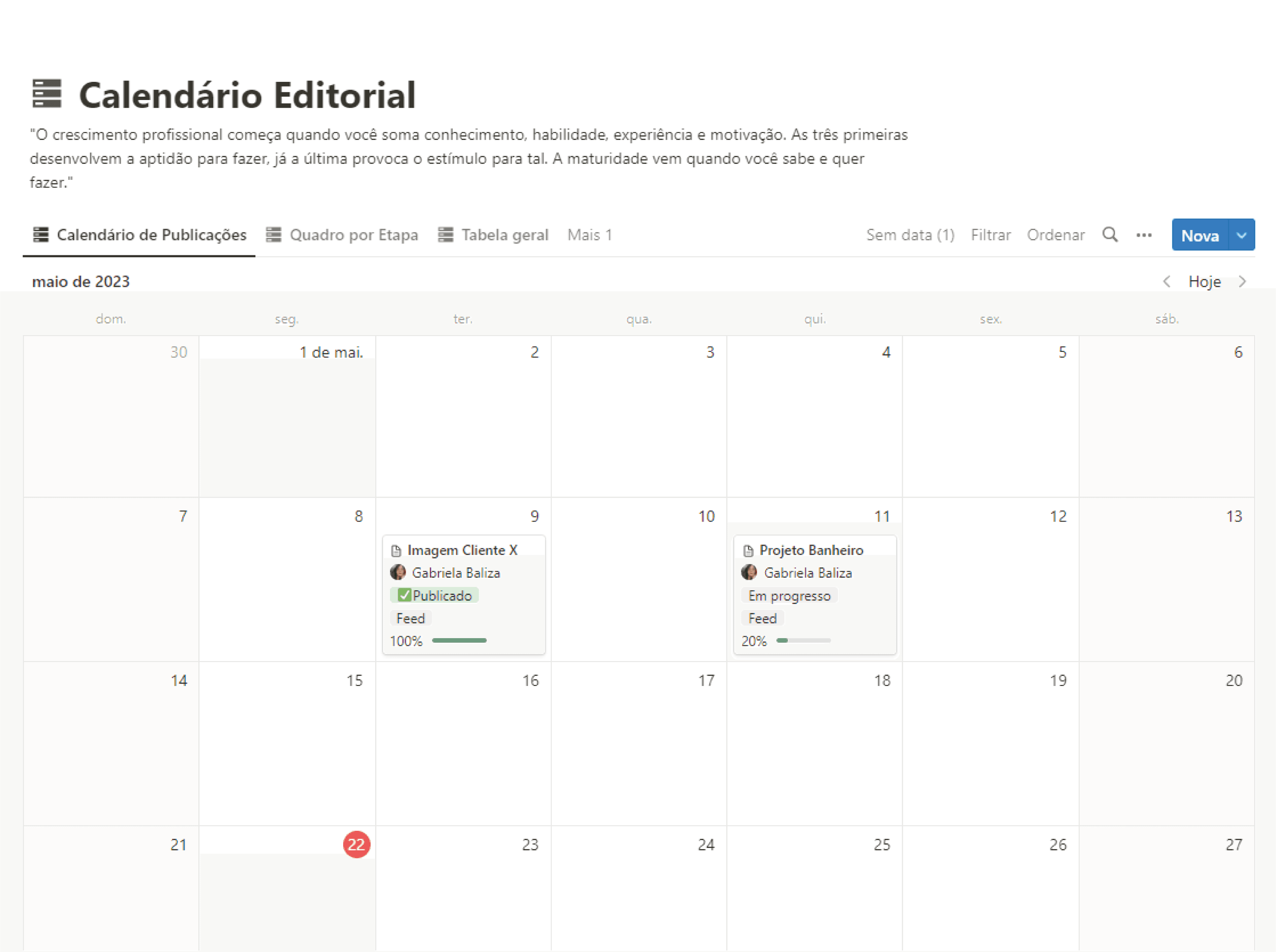 Template Notion de Calendario Editorial